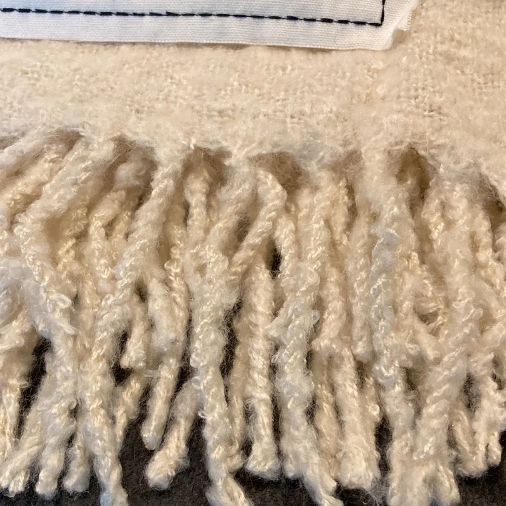 NEW Rae Dunn FA LA LA MITTEN FAUX MOHAIR 50X60 THROW WITH PATCH